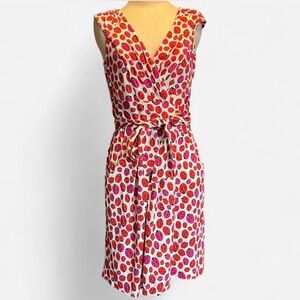 DVF Diane von Furstenberg Ladybug Silk Jersey Wrap Dress - Red/Pink/White
